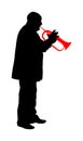 Musician man with trumpet on stage vector silhouette isolated on white background. Music men. Jazz man. Bugler artist performer.