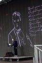 Musician performs on stage on the Red Square in Moscow