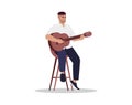 Musician play acoustic guitar semi flat RGB color vector illustration Royalty Free Stock Photo