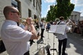 Musician play trumpet in Street Music Day