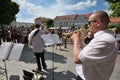 Musician play trumpet in Street Music Day