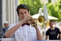 Musician play trumpet in Street Music Day