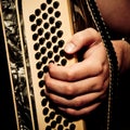 Musician playing accordion