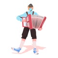 Musician playing accordion on folk festival perform music Oktoberfest party celebration concept