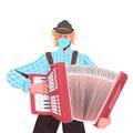 Musician playing accordion on folk festival perform music Oktoberfest party celebration concept