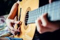 Musician playing acoustic guitar Royalty Free Stock Photo