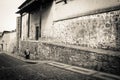 Musician playing alone in cobbled streets