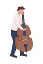 Musician playing cello with fingers semi flat color vector character Royalty Free Stock Photo