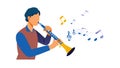 Musician Playing a Clarinet with Flowing Music Notes, vector design Generative AI Royalty Free Stock Photo