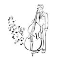 Musician playing contra bass vector illustration