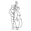 Musician playing double bass made from arrow vector illustration sketch doodle hand drawn with black lines isolated on white Royalty Free Stock Photo
