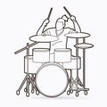 Musician playing Drum, Drummer music vector Royalty Free Stock Photo