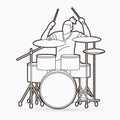 Musician playing Drum, Drummer music vector