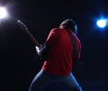 Musician playing electric guitar Royalty Free Stock Photo