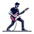 Musician playing electric guitar, rockstar guitarist design vector illustration, guitar-playing isolated on white background Royalty Free Stock Photo