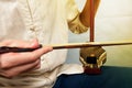 Musician playing in erhu.