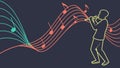 Musician Playing Flute with Flowing Music Notes Vector, vector design Generative AI Royalty Free Stock Photo