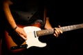 Musician playing the guitar in a concert