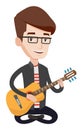 Musician playing guitar vector illustration.