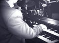 Musician playing hammond organ