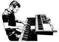 Musician Playing on the Keyboard Synthesizer Piano Keys