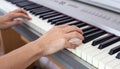 The Musician playing piano and the hands on the piano keys Royalty Free Stock Photo