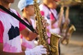 Musician playing the saxophone in the Marching Band Beautiful voice / Jazz mood Concept Royalty Free Stock Photo