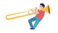 Musician Playing a Trombone, Brass Instrument Performance, vector design Generative AI Royalty Free Stock Photo