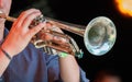 Musician playing trumpet at live concert Royalty Free Stock Photo