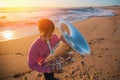 Musician playing the trumpet on the sea coast. Royalty Free Stock Photo