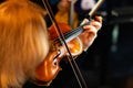 Musician Playing Violin In Orchestra Close Up Royalty Free Stock Photo