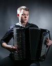 Musician plays the accordion Royalty Free Stock Photo