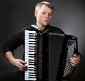 Musician plays the accordion Royalty Free Stock Photo