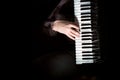 Musician plays the accordion against a dark background Royalty Free Stock Photo