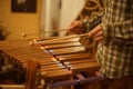 A musician plays the xylophone Royalty Free Stock Photo