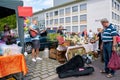 Musician on a popular flea market in Magdeburg