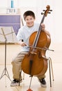 Musician practices performing on cello