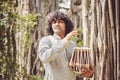 Musician Praveen Narayan playing on his tabla music instrument Royalty Free Stock Photo