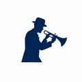 Charming Silhouette Of Trumpet Player: Iconic Illustration With Double Tone Effect Royalty Free Stock Photo