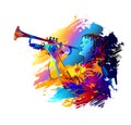 Musician,trumpet player. Colorful vector illustration