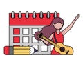 musician woman calendar labor day