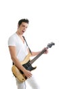 Musician young man playing electric guitar Royalty Free Stock Photo