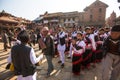 Musicians during Birthday celebration head of Newar family