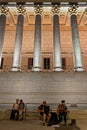 Musicians and columns of Palais de Justice in Lyon Royalty Free Stock Photo