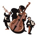 Musicians design concept set with jazz music players and singers.