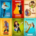 Musicians flat banners composition poster