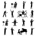 Musicians Icons Black Royalty Free Stock Photo
