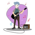 Musicians Jazz group ,Play guitar,Saxophoneist;trumpet player; guitarist, drummer, solo guitarist, bassist. Jazz band.Vector illus