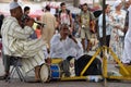 Musicians in Jemaa el Fna Square at sunset Royalty Free Stock Photo