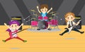 Musicians and Musical Instruments Rock band, music group with musicians concept of artistic people vector illustration.